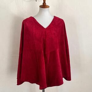 Vintage Suede Suede Leather Panel Swing Cape One Size Cranberry
